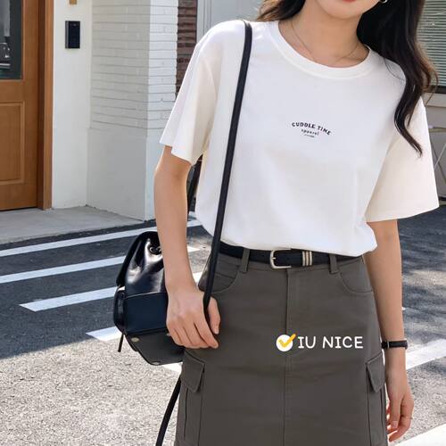 韩系白色字母印花短袖T恤女百搭