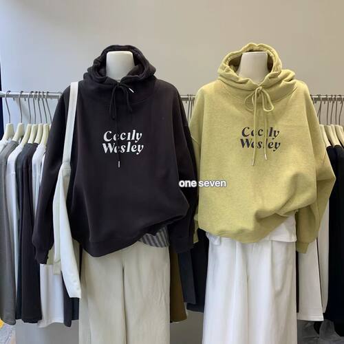 oneseven韩版宽松显瘦连帽卫衣