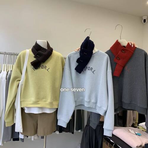 oneseven韩系字母印花加绒卫衣