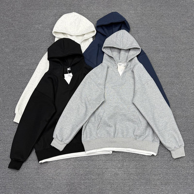 美式假两件V领情侣连帽卫衣外套WY3909