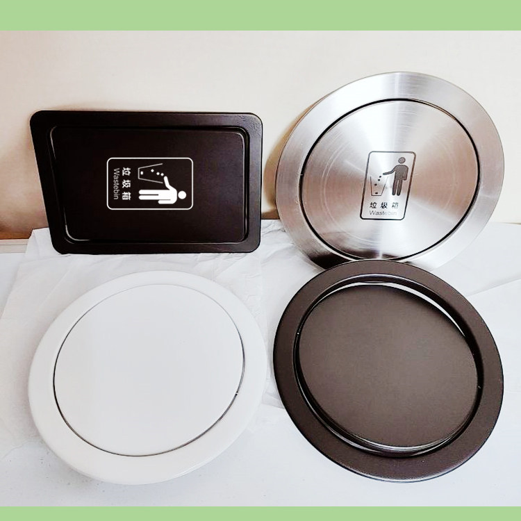 嵌入式翻盖台面不锈钢垃圾桶圆形