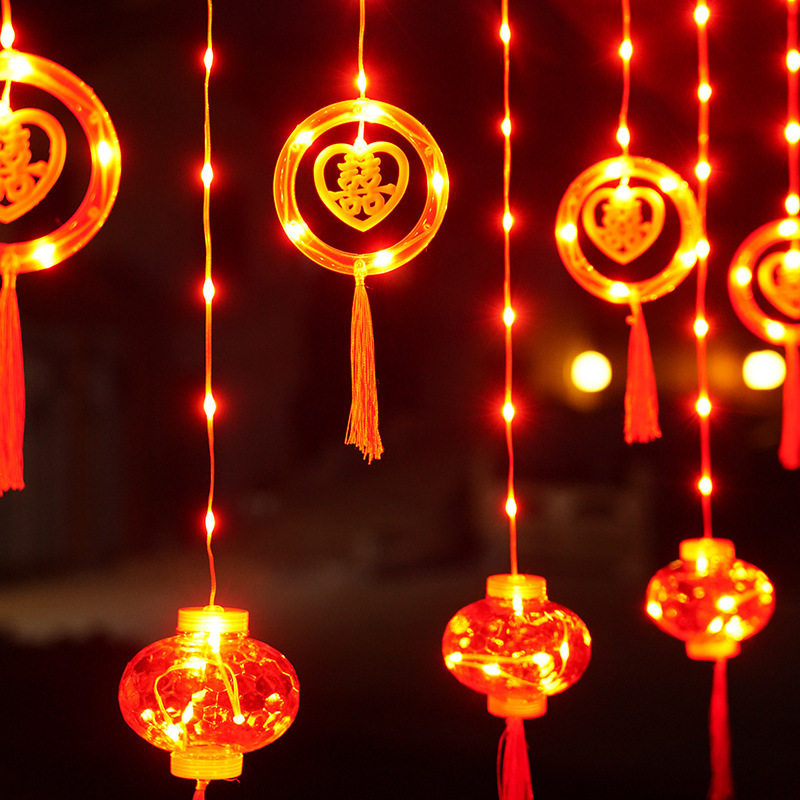 装饰灯氛围灯彩灯闪灯串灯庭院灯过年灯笼福字灯阳台灯新年气氛灯