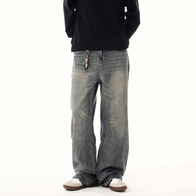 1901 美式复古cleanfit休闲直筒阔腿牛仔裤男女vintage宽松裤子潮