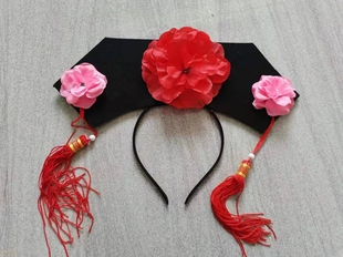 女童格格帽旗头发箍儿童中国风宫女头饰头花汉服旗袍配饰发卡发饰