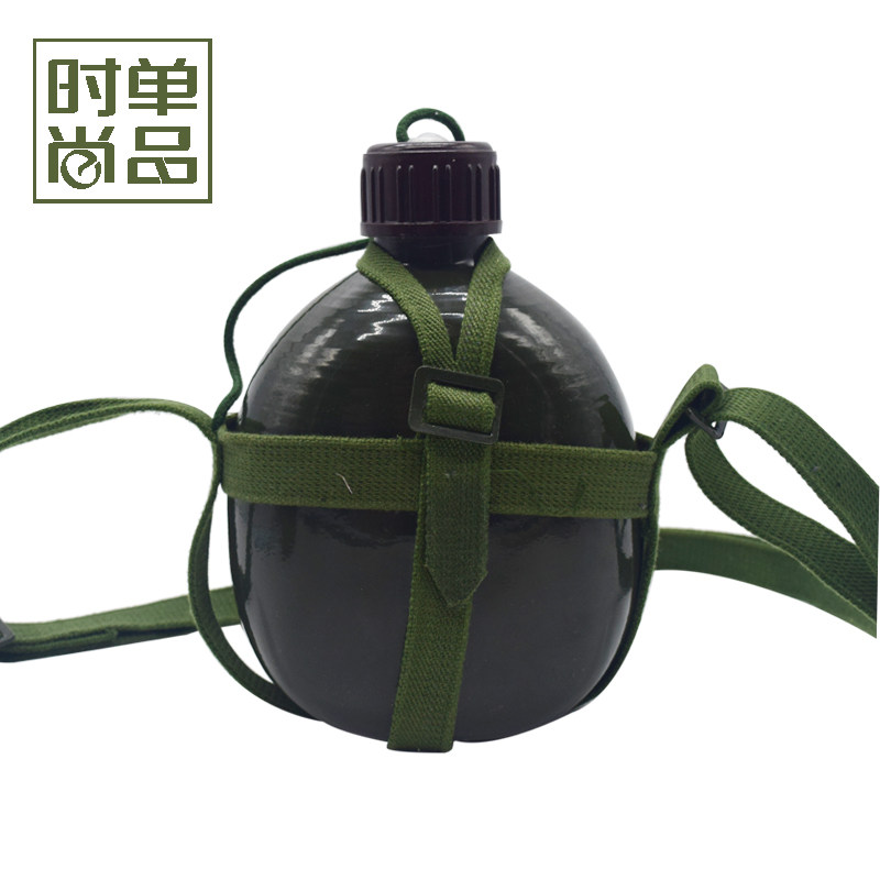 加厚铝军绿色水壶1.2L 87式老式水壶 军绿迷彩学生军训水壶 瓷杯