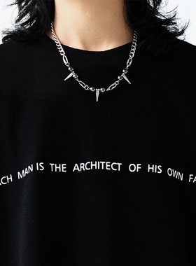 贰狸手作朋克哥特暗黑风辣妹拽哥痞帅潮嘻哈拼接铆钉子项链男钛钢