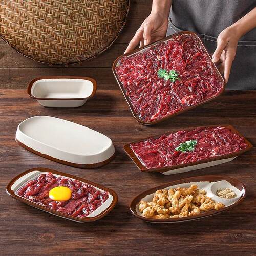 密胺市井火锅自助烤肉土陶菜盘