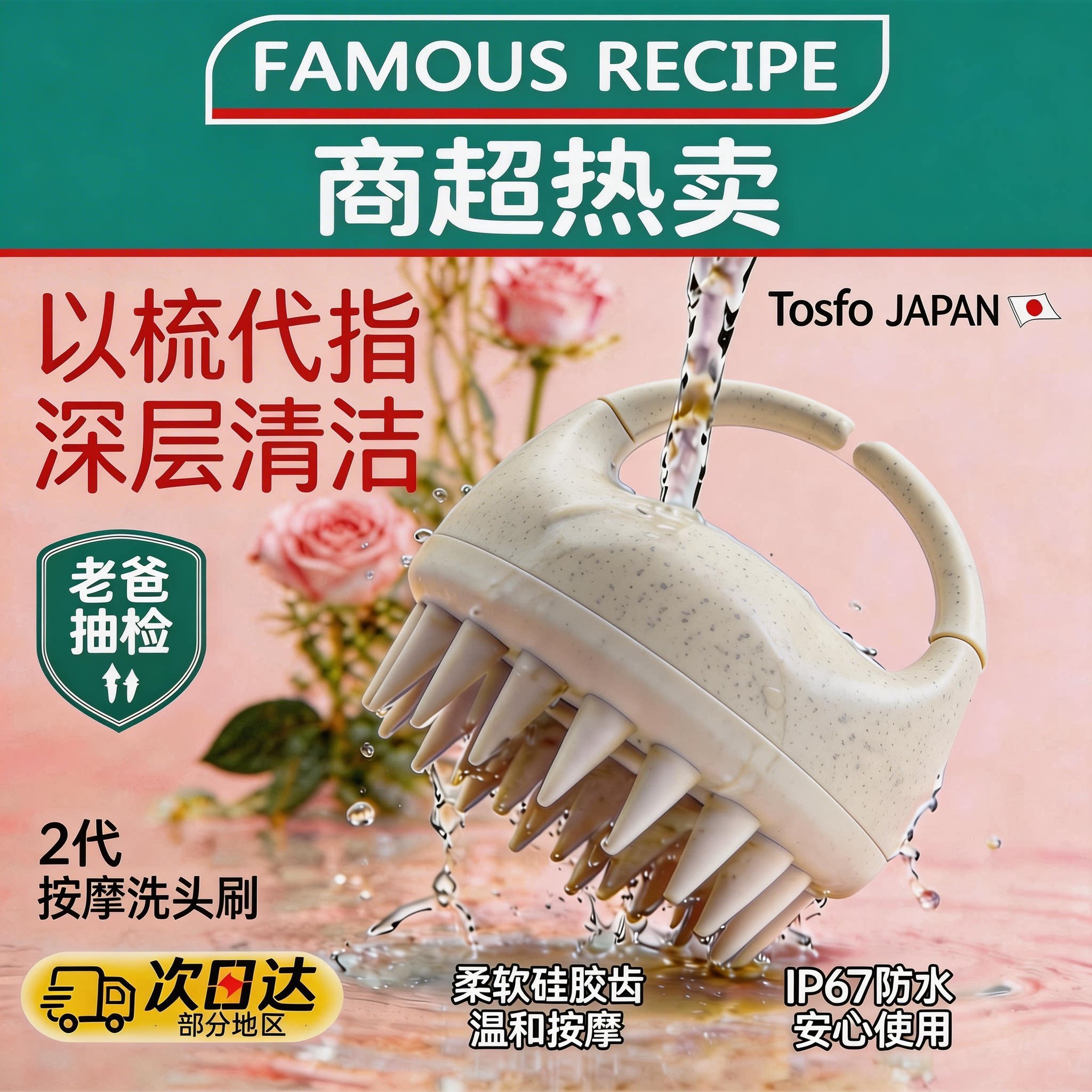 日本硅胶洗头刷2026新款头皮清洁梳 止痒按摩洗发神器不伤发神器