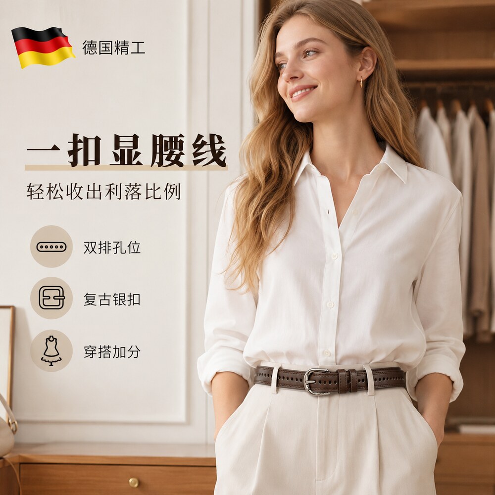 牛仔裤宽边免打孔腰带女