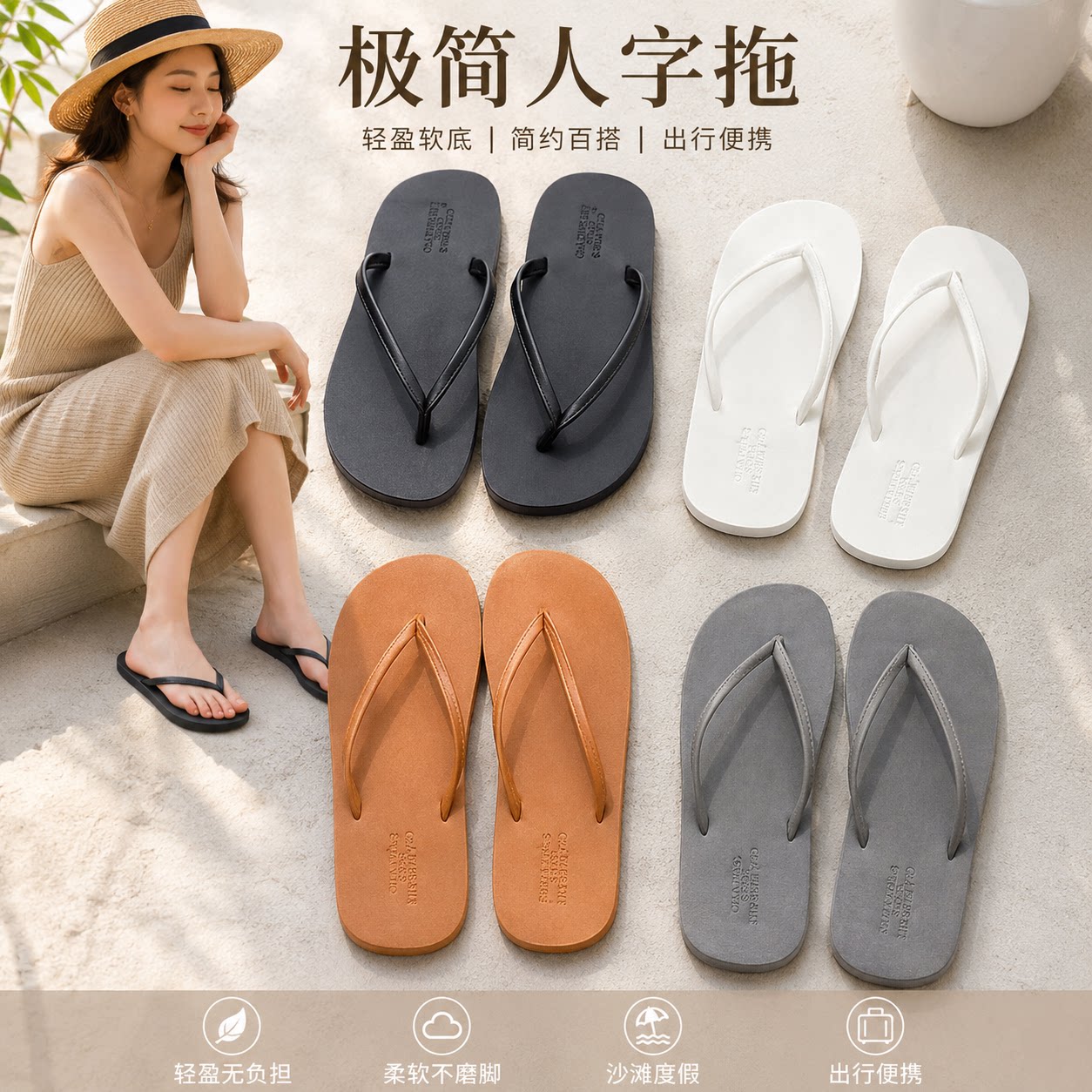 夏季情侣人字拖男时尚欧