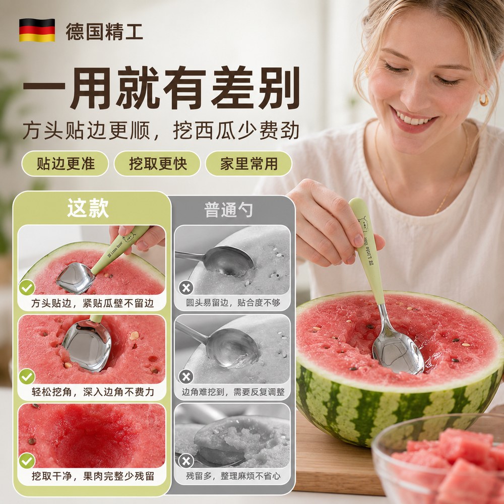 挖西瓜专用勺子薄边不锈