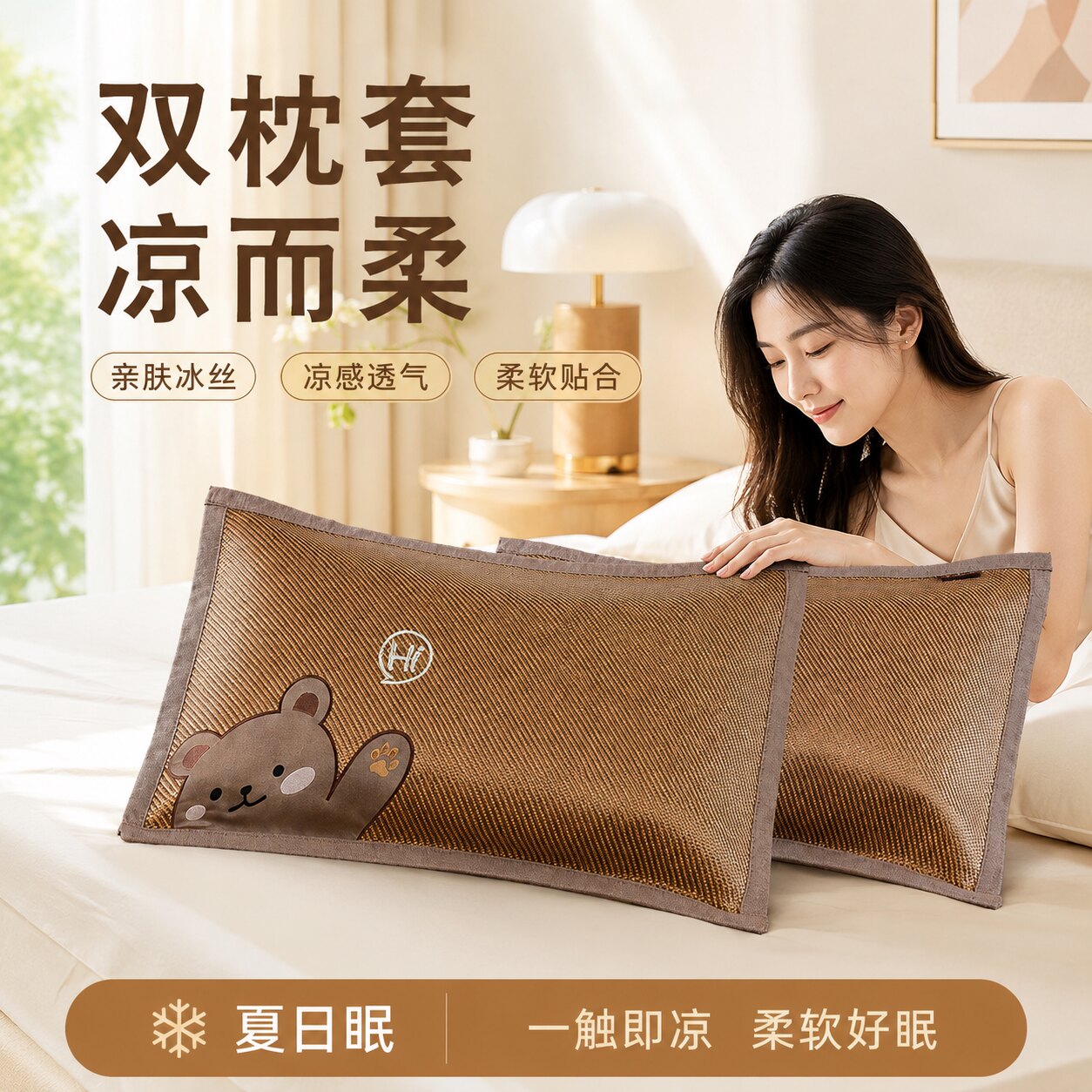 夏季凉席枕头套单个冰丝