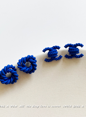 桃予儿│克莱因蓝色双c耳钉2026年新款爆款银针耳饰时尚气质耳环