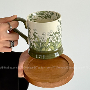 Oranges限定油画般春语茉莉花陶瓷杯大容量水杯子马克杯小众礼物