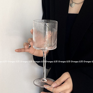 春意终未平~小众高级葡萄酒杯红酒杯果汁气泡水杯复古玻璃高脚杯