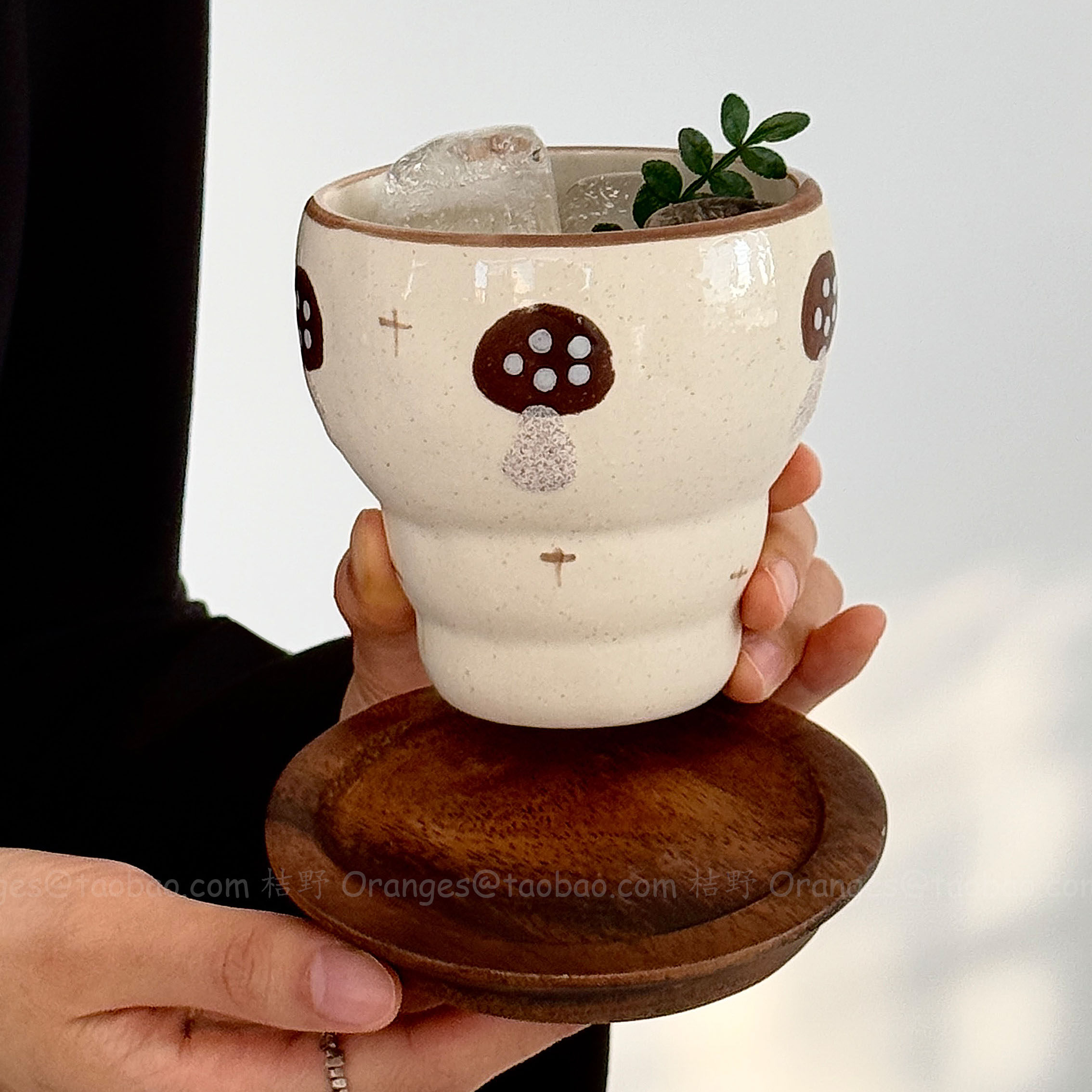 Oranges复古手作星光蘑菇手握杯