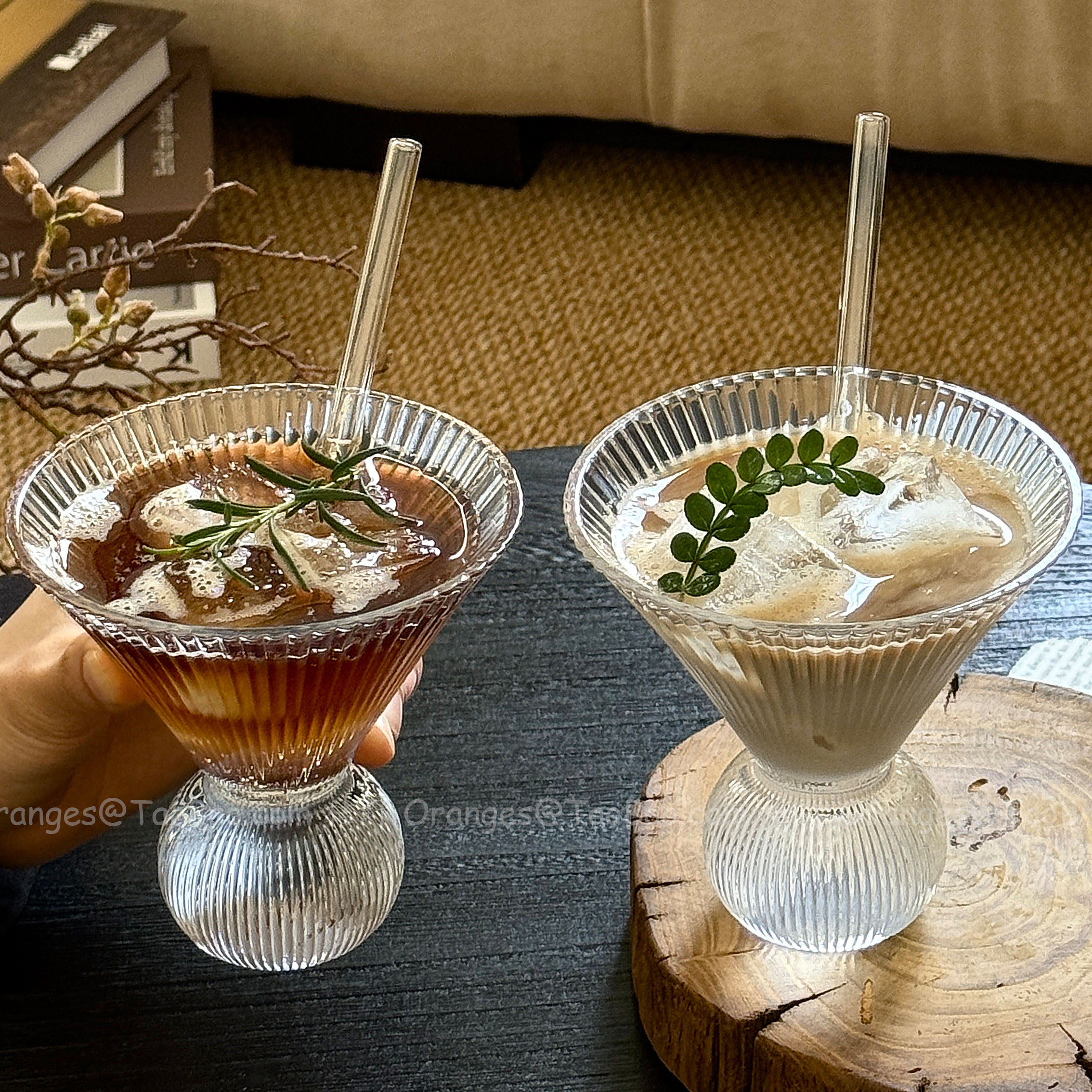 日式复古高足微醺酒玻璃杯