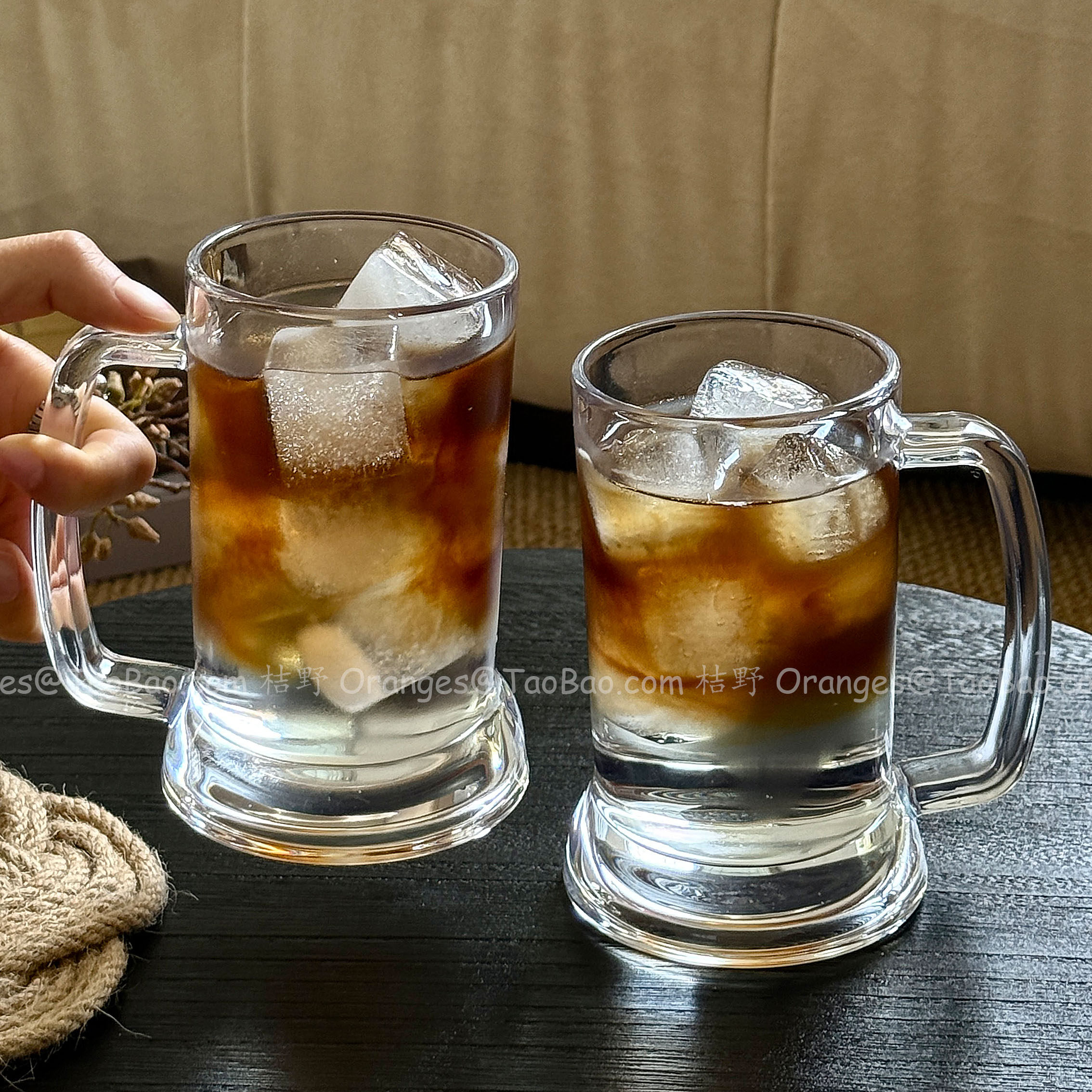 ins风大容量水果茶杯玻璃杯冰美式咖啡杯夏季冷饮杯果汁杯啤酒杯