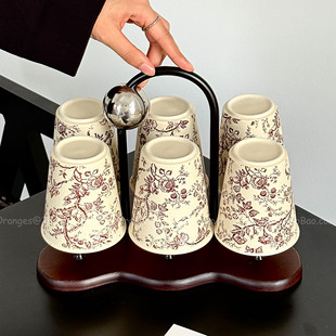 复古高级感客厅待客茶杯家用喝水杯套装陶瓷咖啡杯果汁杯乔迁礼物