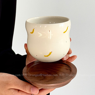 Oranges复古浮雕香蕉陶瓷手握杯水杯咖啡杯拉花拿铁杯子小众礼物