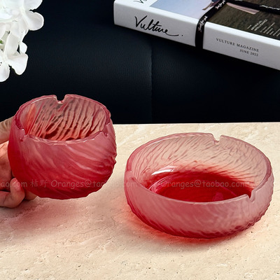 高级感防飞灰玻璃烟灰缸茶几烟盅