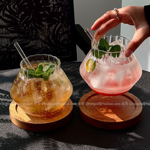 鼓墩玻璃杯冰美式咖啡杯