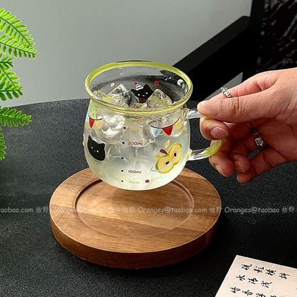 Oranges限定青趣招手猫咪咖啡杯碟拉花拿铁杯下午茶水杯小众礼物