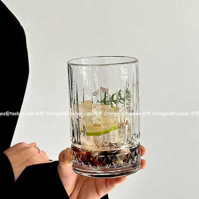 浮雕钻棱玻璃杯冰美式拿铁咖啡杯