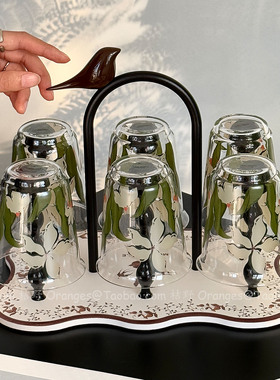 中式复古鹊跃南栀套装家用待客茶杯水杯高级感果汁杯乔迁新居礼物