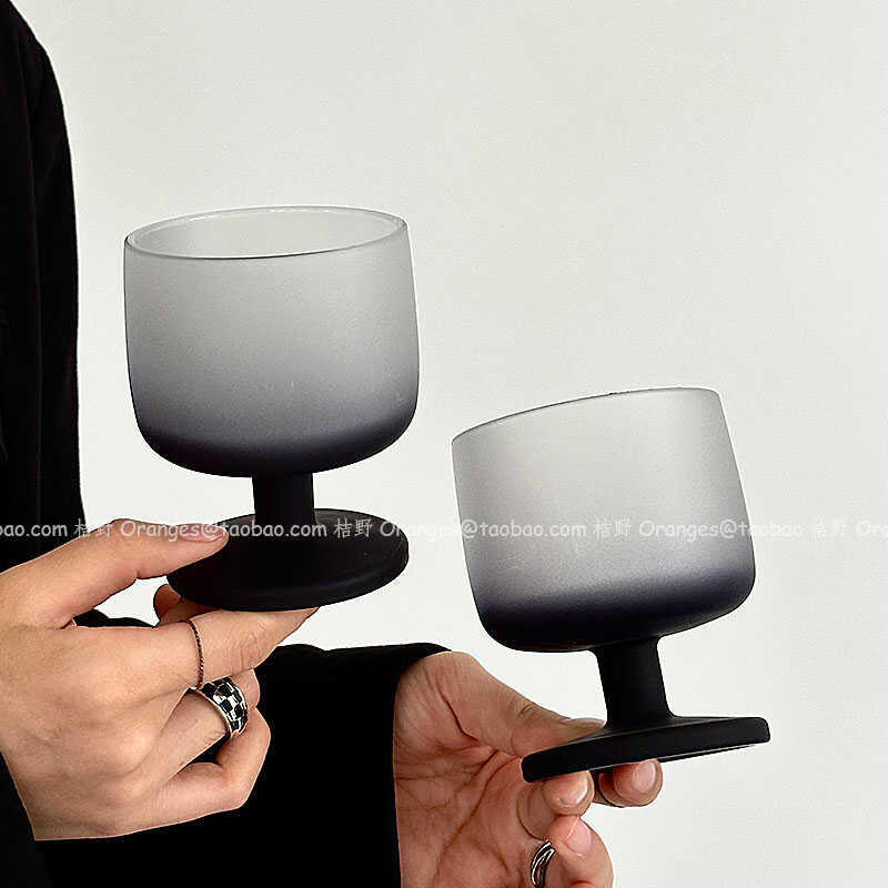 磨砂灰矮脚玻璃杯香槟杯红酒杯