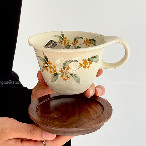 Oranges复古秋日金桂花咖啡杯子