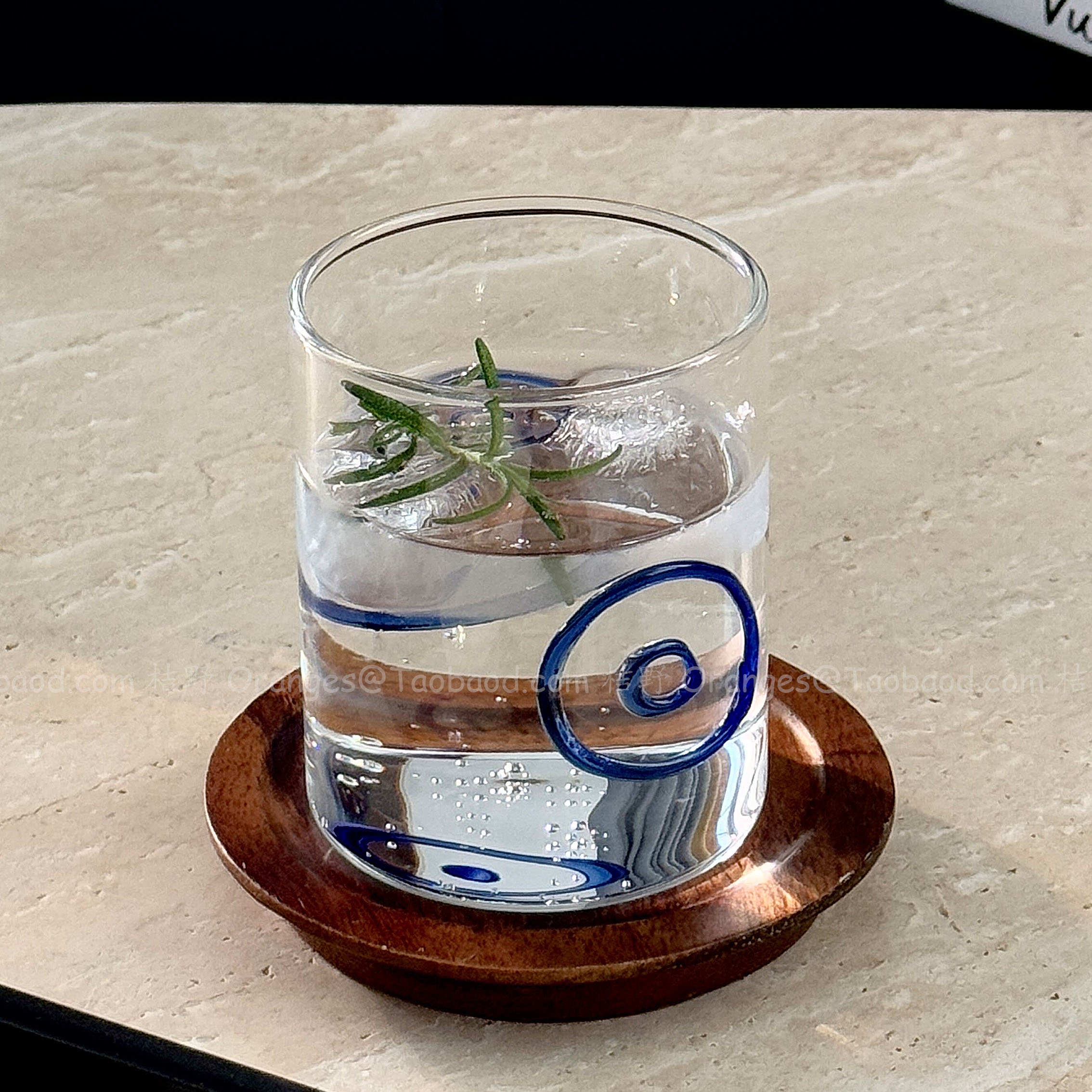 意大利设计师款手绘圆圈玻璃杯耐高温水杯果汁杯冷萃杯咖啡杯礼物