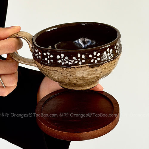 景德镇手作粗陶侘寂风咖啡杯