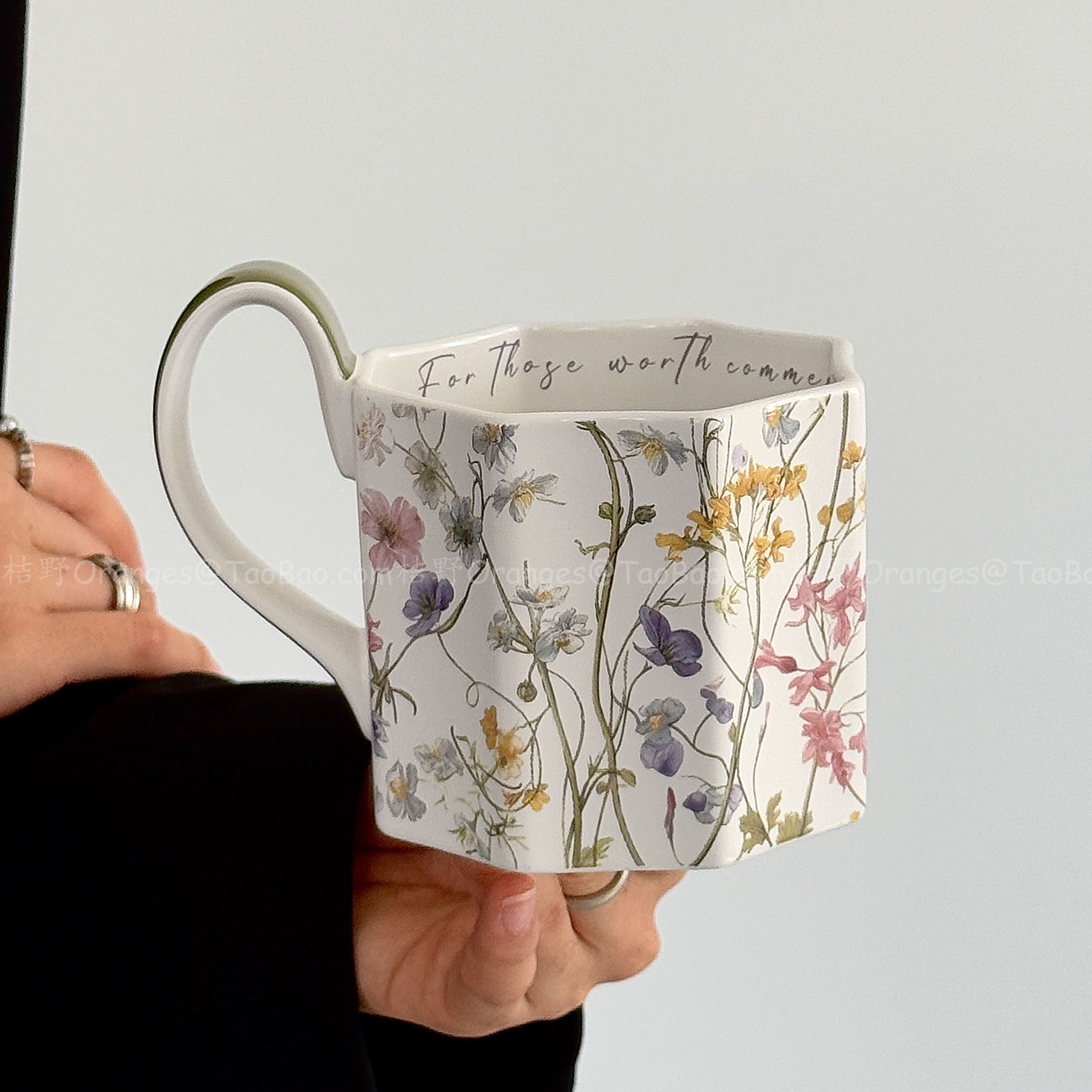 限定油画般绿森芳菲陶瓷马克杯子