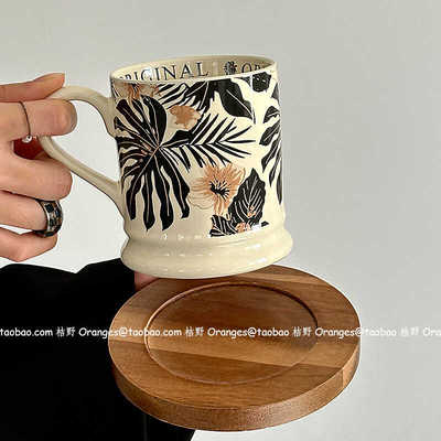 油画般暗调芭蕉马克杯大容量水杯