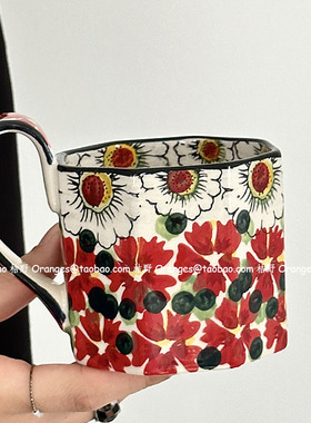 Oranges波兰复古手绘红浆果马克杯陶瓷水杯咖啡杯子小众原创礼物