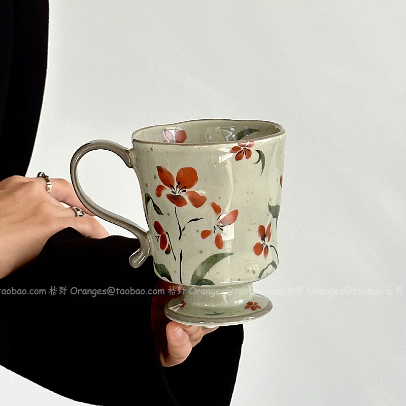 复古秋意弥花集手捏马克杯咖啡杯