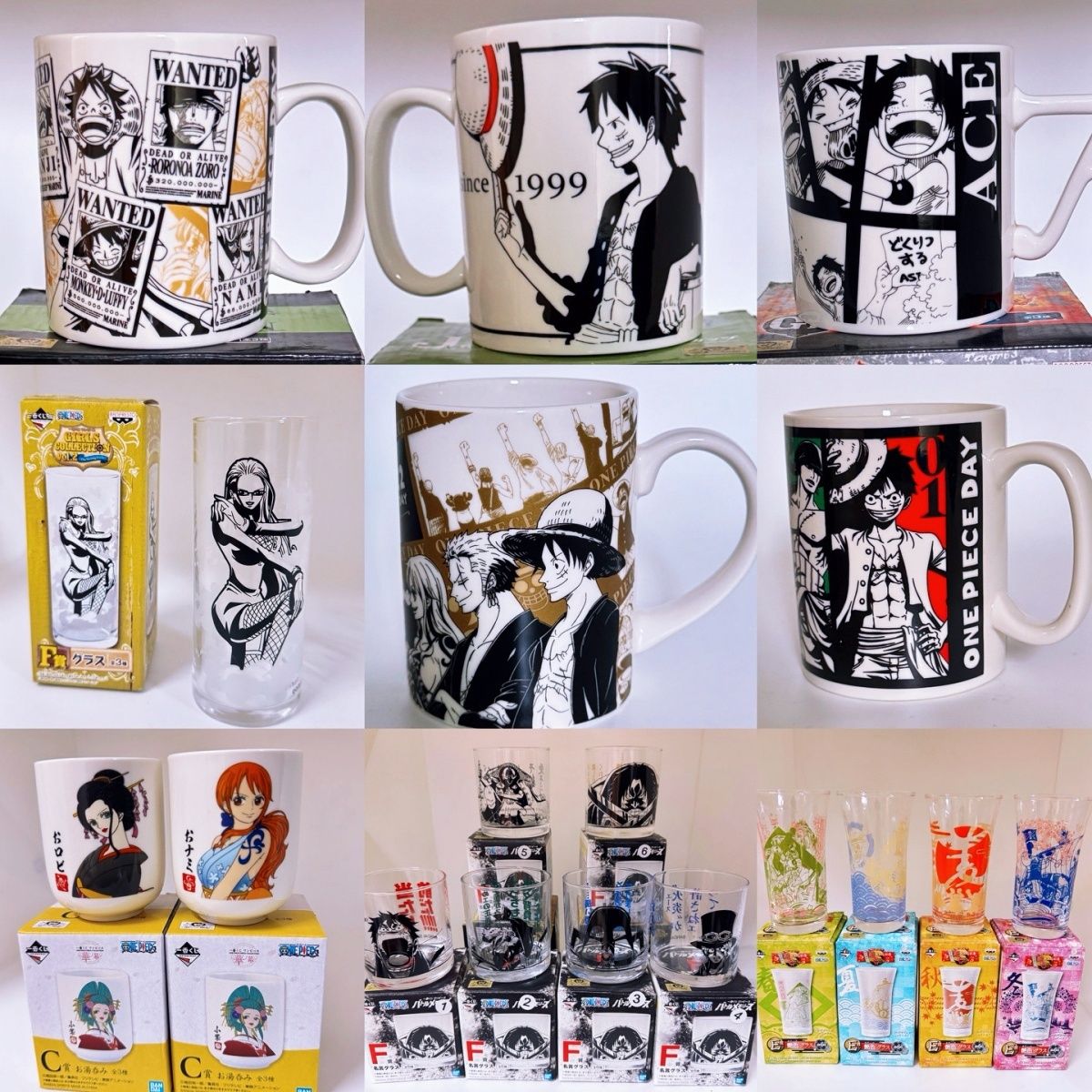正版海贼王一番赏水杯马克杯玻璃杯路飞和之国20周年周边J102