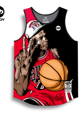 dpoy原创设计篮球背心公牛MJ美式复古圆领球衣春季上衣速干面料