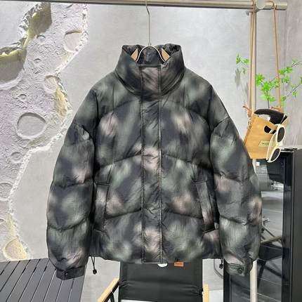短款羽绒服男款冬季美式加厚防寒鸭绒印花撞色百搭潮牌面包服外套