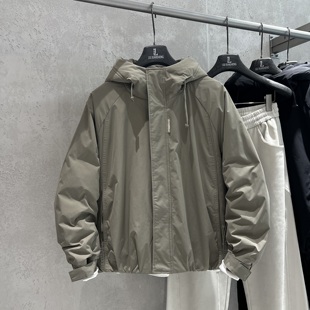 实体同款冬季厚款连帽羽绒服男简约日系白鸭绒保暖外套户外冲锋衣