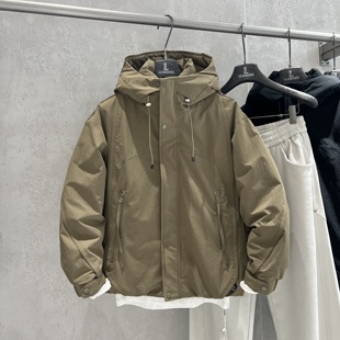 美式工装90白鸭绒抗寒羽绒服男冬季户外鸭绒保暖复古冲锋加厚外套