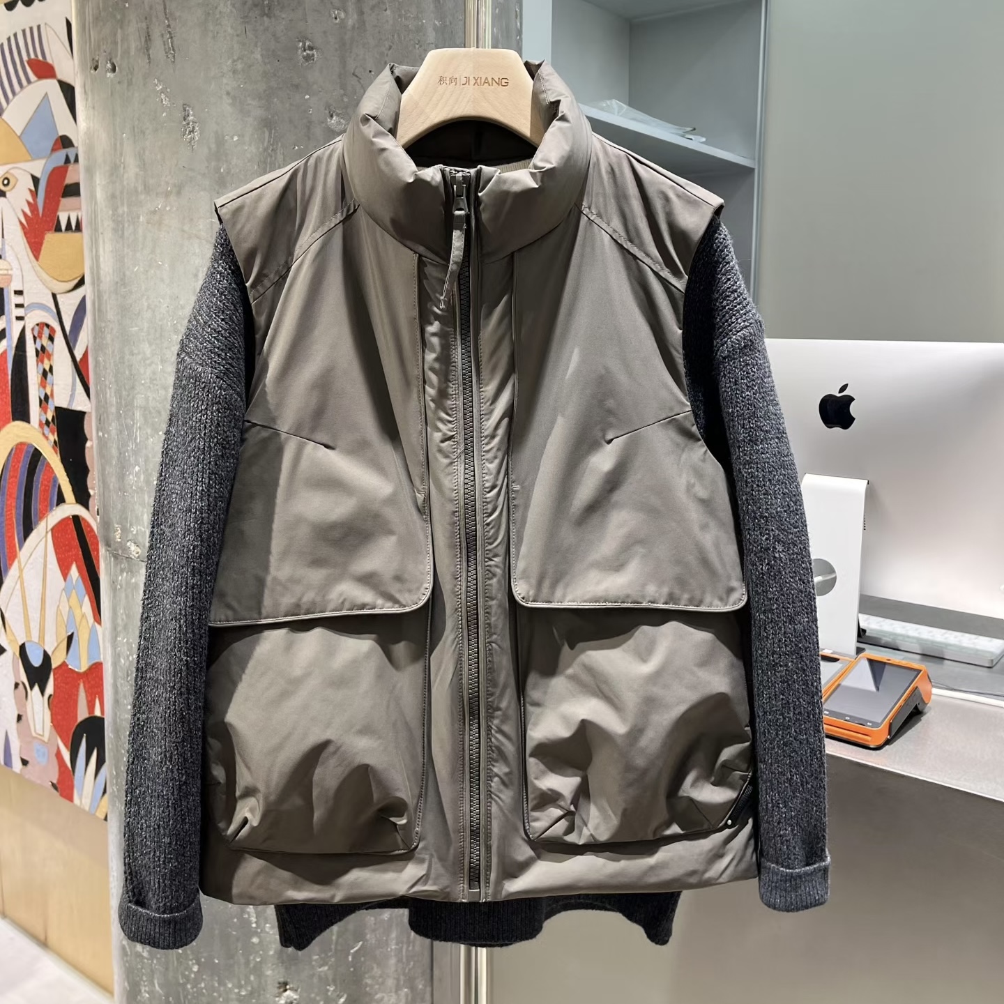 冬季工装大口袋立领90鸭绒马甲