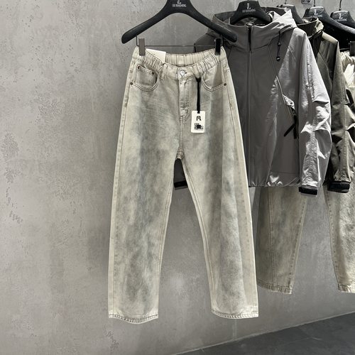 松弯刀裤男美式拖地牛仔裤