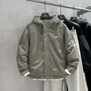 冬季新款加厚户外连帽羽绒服男韩版简约白鸭绒外套防风抗寒冲锋衣