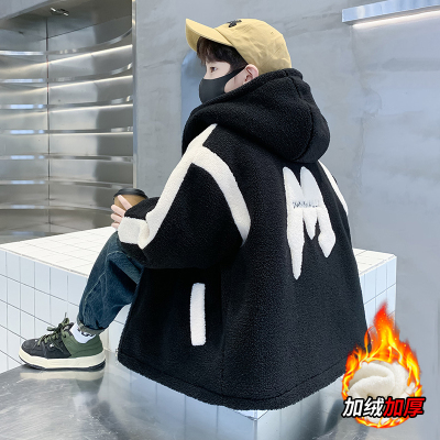 男童秋冬加绒外套洋气加厚毛毛衣