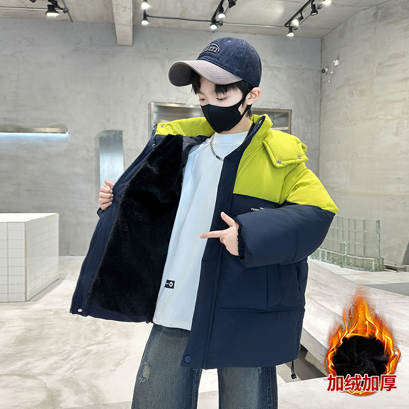 男童冬装棉衣外套洋气儿童装冬季加厚羽绒棉服中大童加绒棉袄帅酷