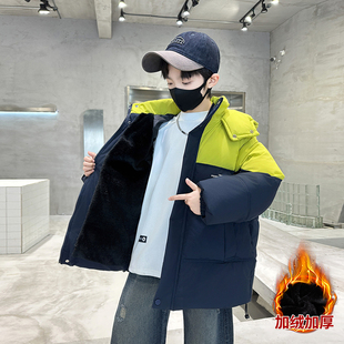 男童冬装棉衣外套洋气儿童装冬季加厚羽绒棉服中大童加绒棉袄帅酷