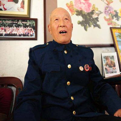 老式马裤呢冬常服海蓝色中山装