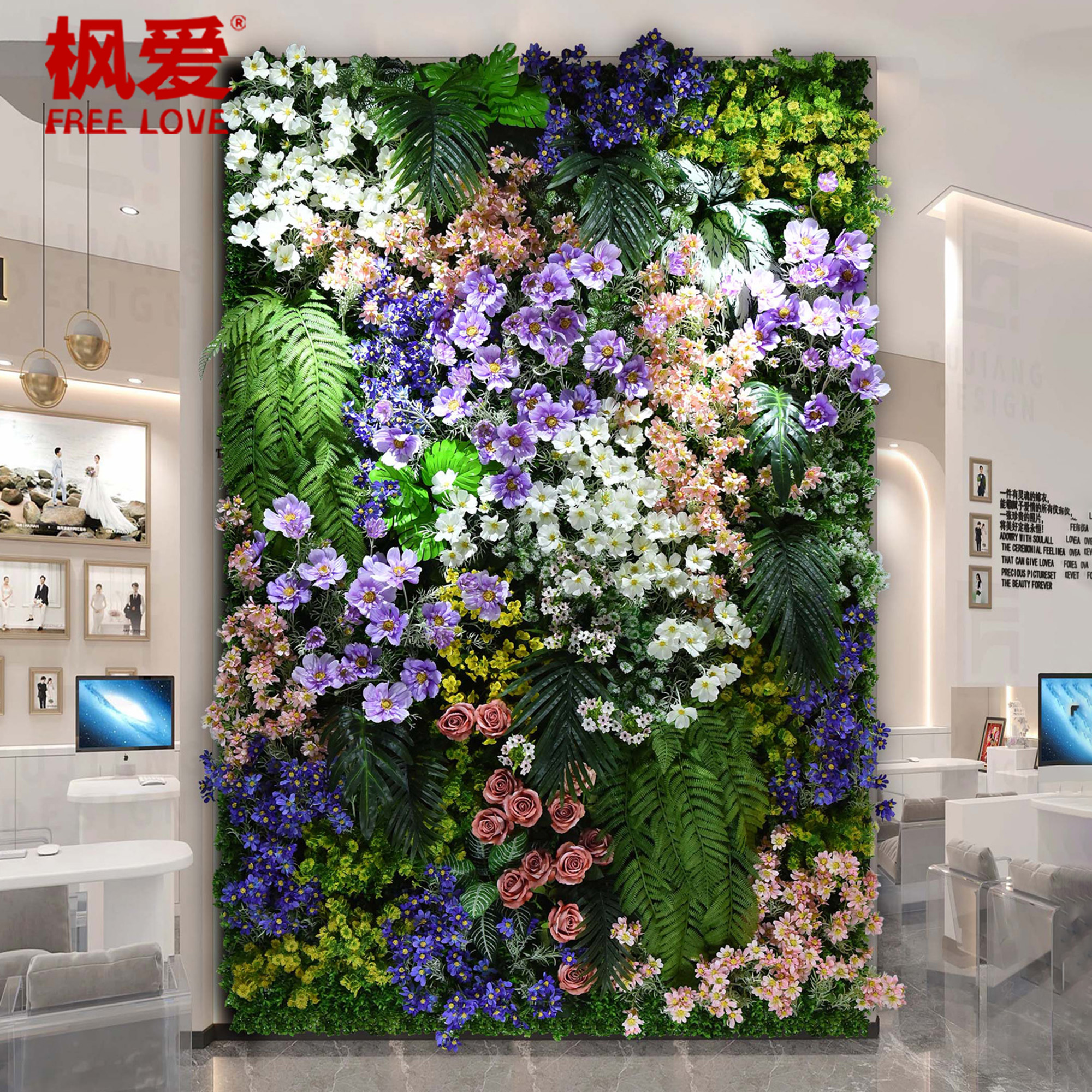 仿真植物墙立体人造仿生绿植背景墙面假花造景观组合室内壁挂装饰